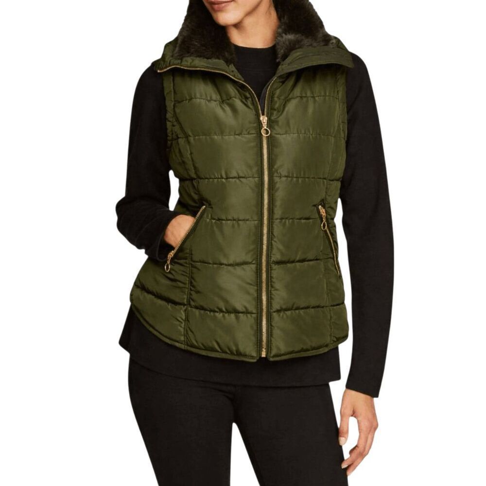 H&M Faux Fur Puffer Vest Size XS